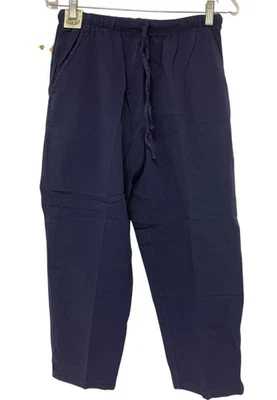 Pantalones capri clásicos Northern Reflections para mujer azul marino con cordón cintura pequeños Foto 1 de 4