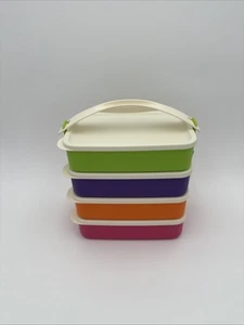 Tupperware Click-To-Go Apilable Pack-N-Carry Almuerzo con Mango 4 900 ml COMO NUEVO - Imagen 1 de 10