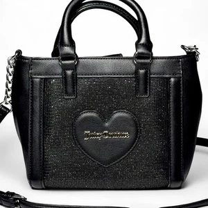 Juicy Couture Women Glitter Heart Purse Bag Crossbody Shoulder Chain Strap Black - Picture 1 of 18