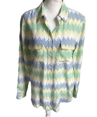 Equipment Femme Blouse Women’s S 100% Silk Button Front Pocket Shirt Geometric - Image 1 of 4