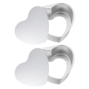 2Pcs Heart Shaped Cake Pan with Removable Loose Bottom 8" Aluminum Baking Pan - Picture 1 of 5
