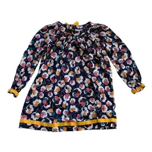 Hanna Anderson Floral Shift Dress Girls Size 5 110 Multicolor Long Sleeve Bow  - Picture 1 of 9