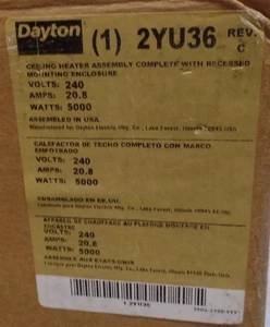 DAYTON 2YU36 Ceiling Heater + Enclosure 5000W 20.8A 240V NEW - Picture 1 of 3