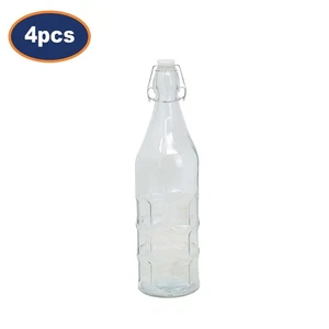 Storage Bottle Set with Swing Lid Glass Airtight 9cm Beverage Container Jar 4pcs - Picture 1 of 6