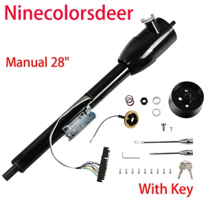 Columna de dirección de cambio de piso manual inclinable GM negra de 28" con llave y adaptador de 9 pernos - Imagen 1 de 10