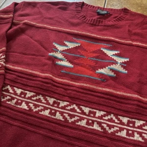 VTG Pendleton Native Sweater Men’s XL Aztec Wool Pullover Knit Red - Picture 1 of 7