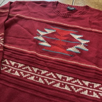 VTG Pendleton Native Sweater Men’s XL Aztec Wool Pullover Knit Red - Image 1 of 4