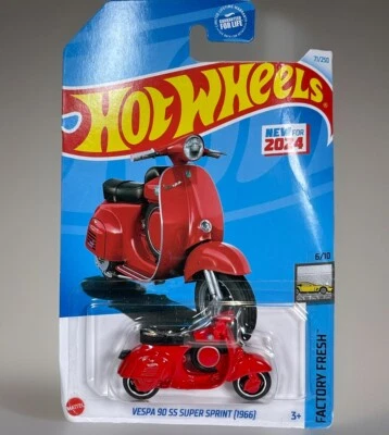 Hot Wheels Vespa 90 SS Super Sprint 1996 Factory Fresh Red Diecast NEW Case D - Image 1 of 4
