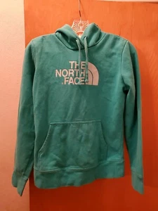 The North Face TNF Hoodie Sweatshirt Teal with Grey Lettering Size Small - Picture 1 of 4