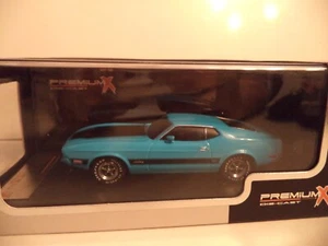 Premium X Maßstab 1:43 Ford Mustang Mach 1, 1973, NEU blau im Etui. ÄRMELBEKLEIDUNG - Bild 1 von 5