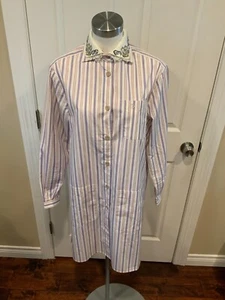 Gucci White & Blue Striped Long Sleeve Shirt Dress, Size 2 (US) 36 (IT) - Picture 1 of 11