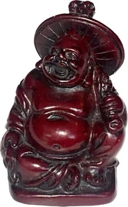 Red Chinese Laughing Buddha Statue 2.5” - Picture 1 of 10