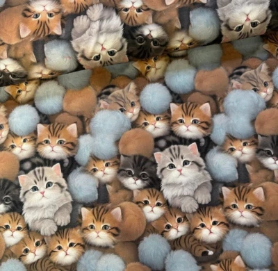 Stoff Baumwollstoff Meterware 50cm Bunte Lustige Katzen Süße Kätzchen Bestseller - Bild 1 von 4