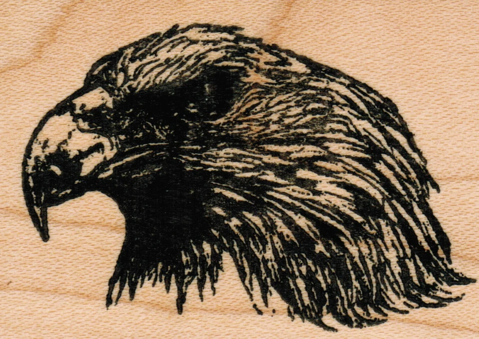 mounted rubber Eagle Profile    wood mount  1 3/4" X 2 1/2" - Image 1 of 1