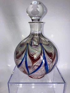 Pulled Feather Blown Glass Decanter Signed Heavy Stunning No Chips Or Bruises - Picture 1 of 22
