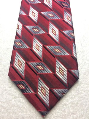 CLAIBORNE MENS TIE RED WITH GRAY SILVER AND GOLD NWOT 3.75 X 59 - Image 1 of 4