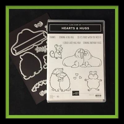 Stampin Up!  Conjunto de selos e moldes correspondentes HEARTS & HUGS *VEJA EXEMPLOS* #402 - Imagem 1 de 4