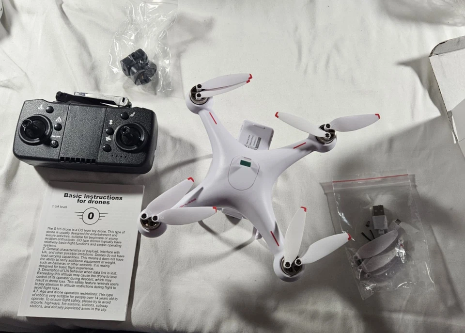 S116 MAX Brushless Optical Flow Remote Control Drone - White (Open - Box / New) - Image 1 of 4