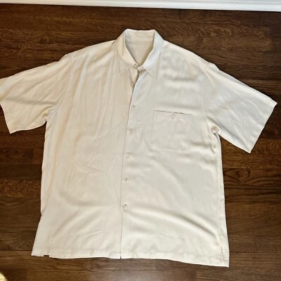 Tori Richard Shirt Mens XL Tan Beige Silk Hawaiian Short Sleeve Button Up - Image 1 of 4