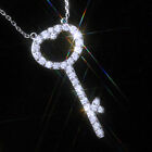 Elegant Love Key 925 Silver Necklace Pendant Women Cubic Zircon Jewelry Gift