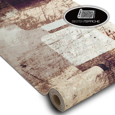 Modernen Original Antirutsch Läufer DIGITAL SQUARES Geometrisch beige / braun - Bild 1 von 4