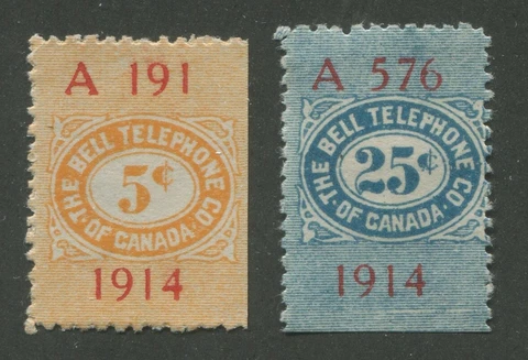 CANADA REVENUE TBT61, TBT62 UNCANCELLED 1914 BELL TELEPHONE COMPANY FRANKS Cover