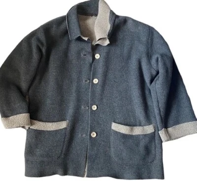 Boden Sherpa Chaqueta Polar Abotonada Camisa Mujer Grande Gris Tostado Suéter Abrigo Foto 1 de 4