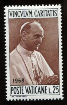 VATICAN 1968 - MINT/NH/OG - 25L Scott#461 - POPE PAUL VI in BOGOTA COLUMBIA /202 - Image 1 of 4