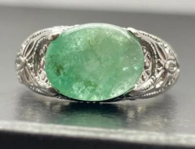 Anillo de plata esterlina esmeralda colombiana natural de 5,44 quilates para hombre talla 11,5, 7+gr wow Foto 1 de 4