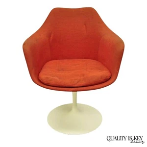Vintage Knoll Eero Saarinen Red Upholstered Fiberglass Tulip Arm Chair - Picture 1 of 12