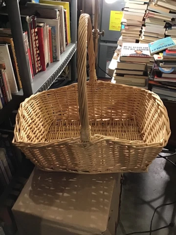 Huge Flower Gathering Basket Magazine Rack Handle 20" x 15" x 18” Woven Wicker Cover
