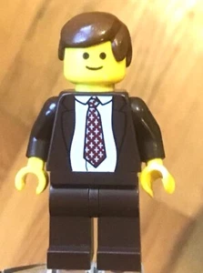 LEGO Minifig Businessman Manager Lawyer Salesman, Dark Brown Suit, Brown Hair - Picture 1 of 1