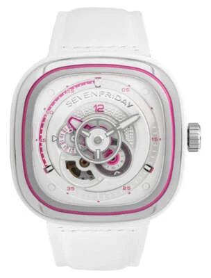 Reloj unisex SEVENFRIDAY P-Series Beach Club automático acero cuero blanco P3C12 Foto 1 de 4