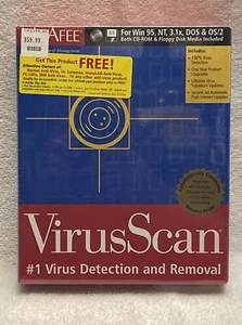 Vintage McAfee VirusScan for Win 95 / NT CD & 3.5" Disks Vers. 3.0 New Sealed - Picture 1 of 6