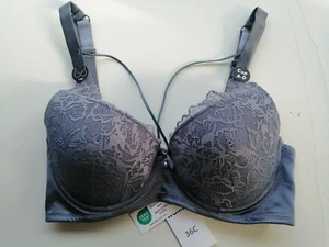 Pep & Co T-shirt BRA Underwired Size 36C Padded Navy BNWT New - Picture 1 of 3