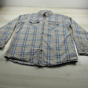5.11 Tactical Shirt Mens Extra Large Beige Blue Plaid Snap Button Up Cotton - Picture 1 of 15