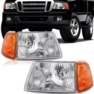 Headlights Assembly For 2001-2011 Ford Ranger Chrome Housing Amber Corner LH RH - Picture 1 of 9