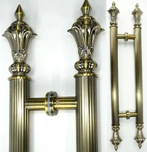 Pair Guardsman Back to Back Pull Glass Wood Door Handles T Bar Stainless Steel - Picture 1 of 13