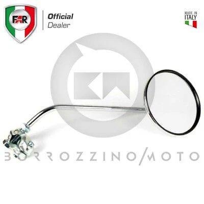 SPECCHIETTO UNIVERSALE DESTRO MOTO D'EPOCA FAR CROMATO ATTACCO A FASCETTA Ø22 - Immagine 1 di 2