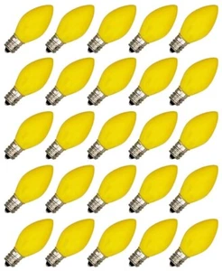 25 Pack C7 LED Yellow Replacement Light Bulbs for Christmas Strings 0.7W Ceramic - Picture 1 of 5