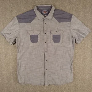 Ecko Unltd Snap Shirt Mens 2XL Button up Short Sleeve 2-Tone Gray Pockets Cotton - Picture 1 of 16