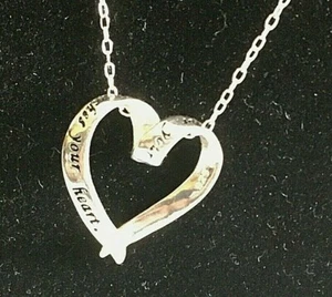 True Friend Band Schwebendes Herz Anhänger Sterlingsilber 925 Gravur 18" - Bild 1 von 8