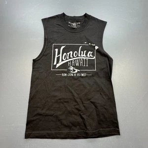 Honolua Tank Top Damen Small schwarz Hawaii Surf Grafik Muskel Tee Baumwolle - Bild 1 von 7