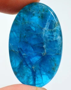 31 Ct 4X20X32 mm Natural Translucent Neon Apatite Oval Cabochon Gemstone HN-67 - Picture 1 of 1