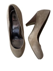 NEW Vintage Tan Suede Round Toe mid height heels size 7 - Picture 1 of 10