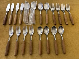20 tlg Service für 4 - DANSK Fjord Teak Griff Edelstahl Germany kaum benutzt - Bild 1 von 24