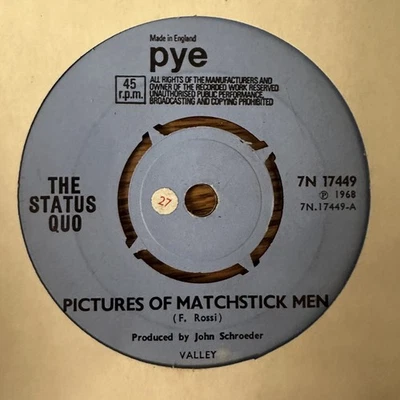 The Status Quo – Pictures Of Matchstick Men - Vinyl 7" Single UK Import - VG - Image 1 of 2