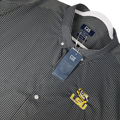 NEW Cutter & Buck Shirt Men's 3XL LSU Tigers Football Black/Gray Gingham Check - Image 1 of 4
