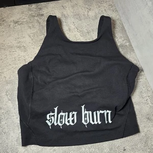 Lululemon Sculpt Cropped Cut Out Sleeveless Work Out Tank Top Black "Slow Burn" - Bild 1 von 2