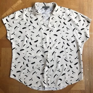 Primark UK14 100% Viscose Seamless Short Sleeve Pullover Blouse Ivory Mix - Picture 1 of 14